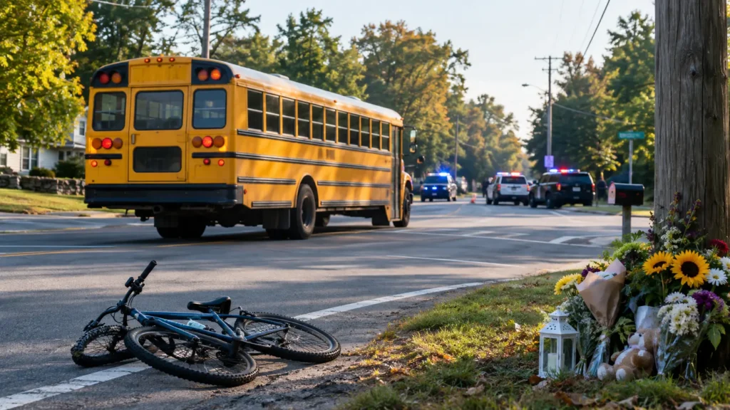 North Stonington school bus crash investigation scene