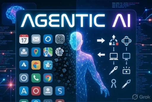 Agentic AI concept illustration showing autonomous digital task management