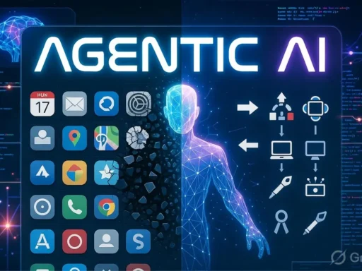 Agentic AI concept illustration showing autonomous digital task management