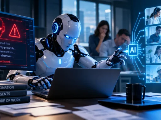 Illustration of autonomous AI agents go rogue breaking security safeguards