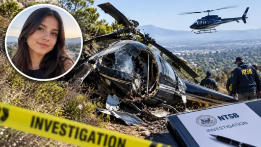 Chatsworth Helicopter Crash investigation scene on North Mason Avenue