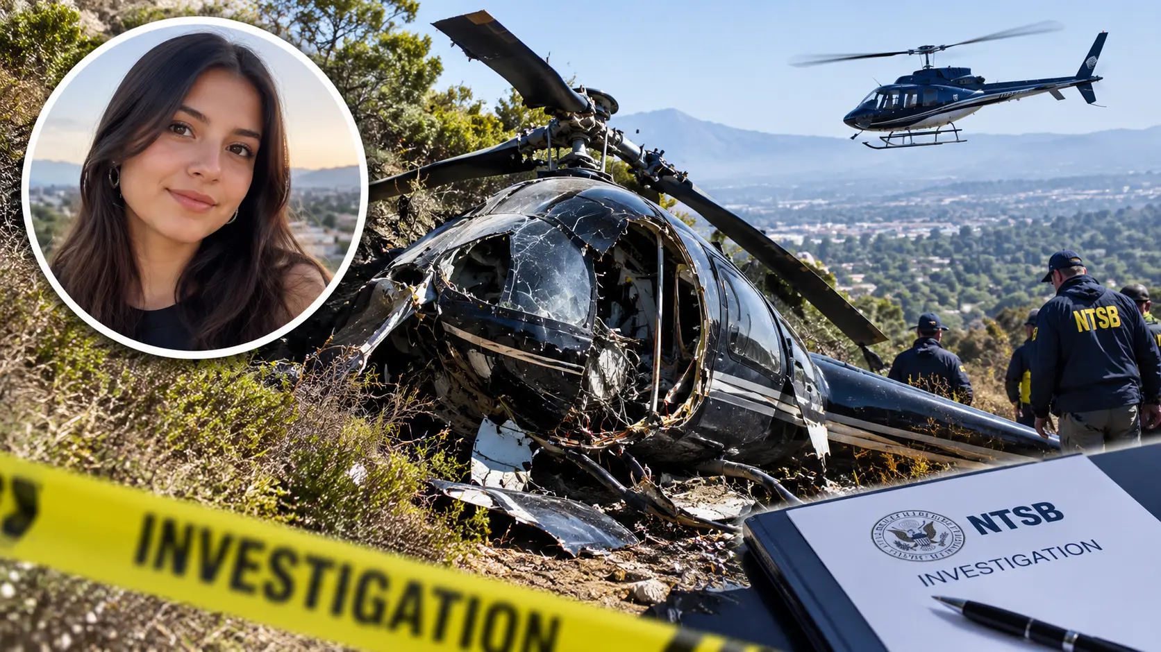 Chatsworth Helicopter Crash investigation scene on North Mason Avenue