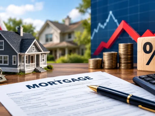 House model and financial charts illustrating mortgage rates today.