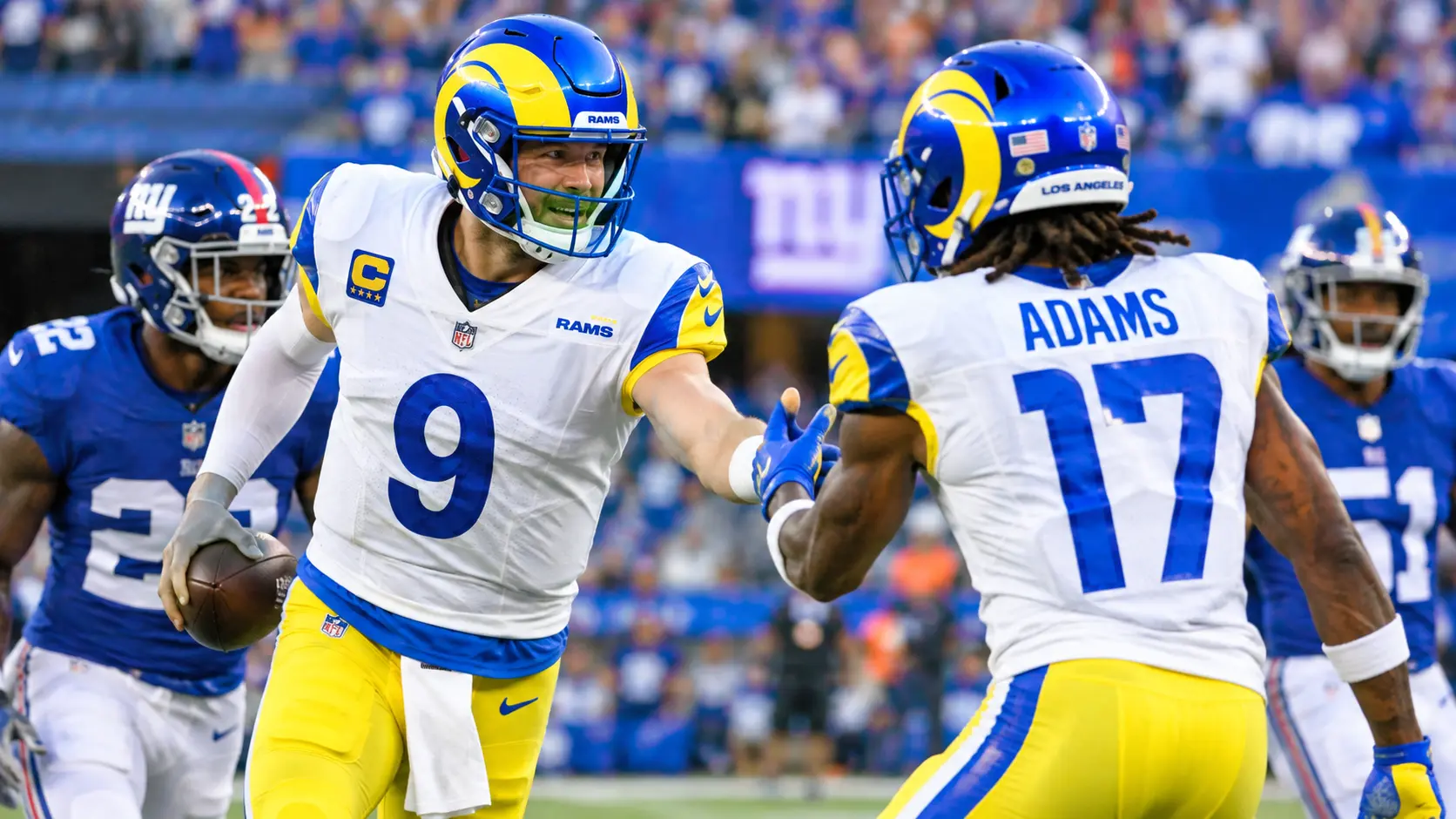 Rams vs. Giants takeaways key players Matthew Stafford and Davante Adams during the game
